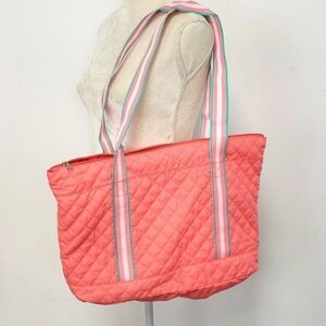 Large Quilted Tote Peach 14x19x4 NWT Inside Pockets